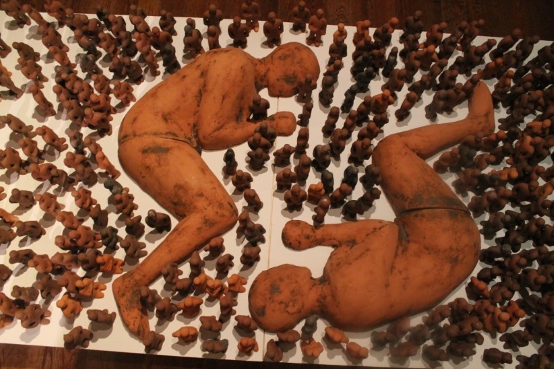 Wedentity, clay and wood 120 x 230 x 29cm